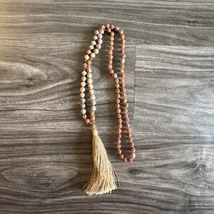 Yoga Mala Prayer Bead Necklace from Bali Brown Natural Stones